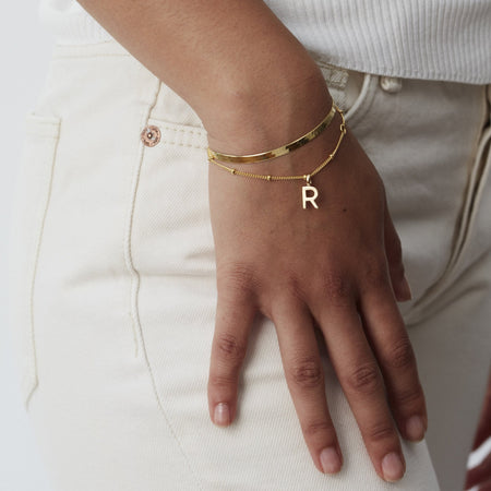 Letter Bead Bracelet Gold
